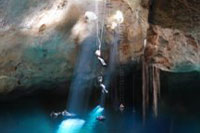 Rappelling into a Cenote in Cozumel